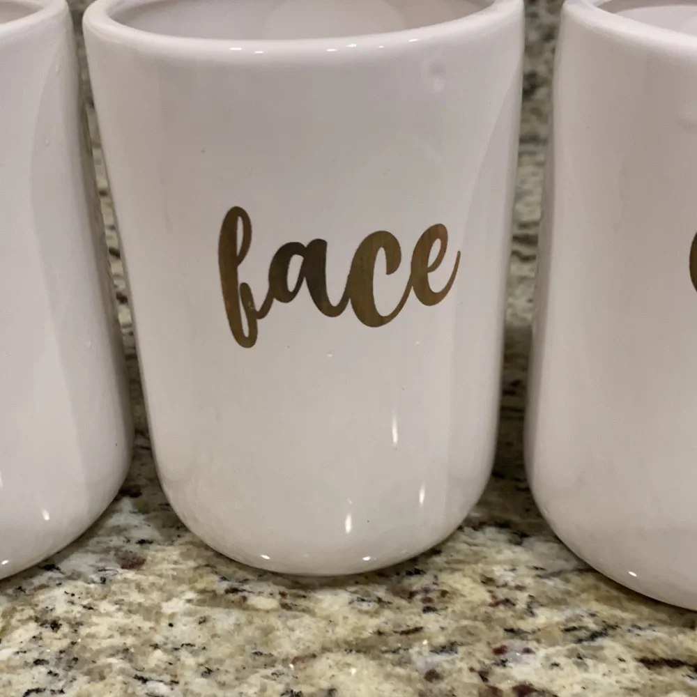 Set of 3 Ceramic Makeup Brush Jars/Holders